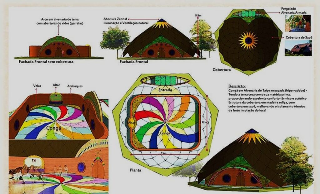 Prancha de Projeto de bioarquitetura com referências geométricas - Projeto Biohabitate